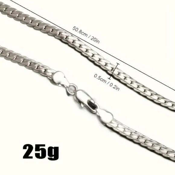 925 Chain Necklace Petite Size Sterling Silver Cuban Snake Birthday Christmas - Picture 7 of 7